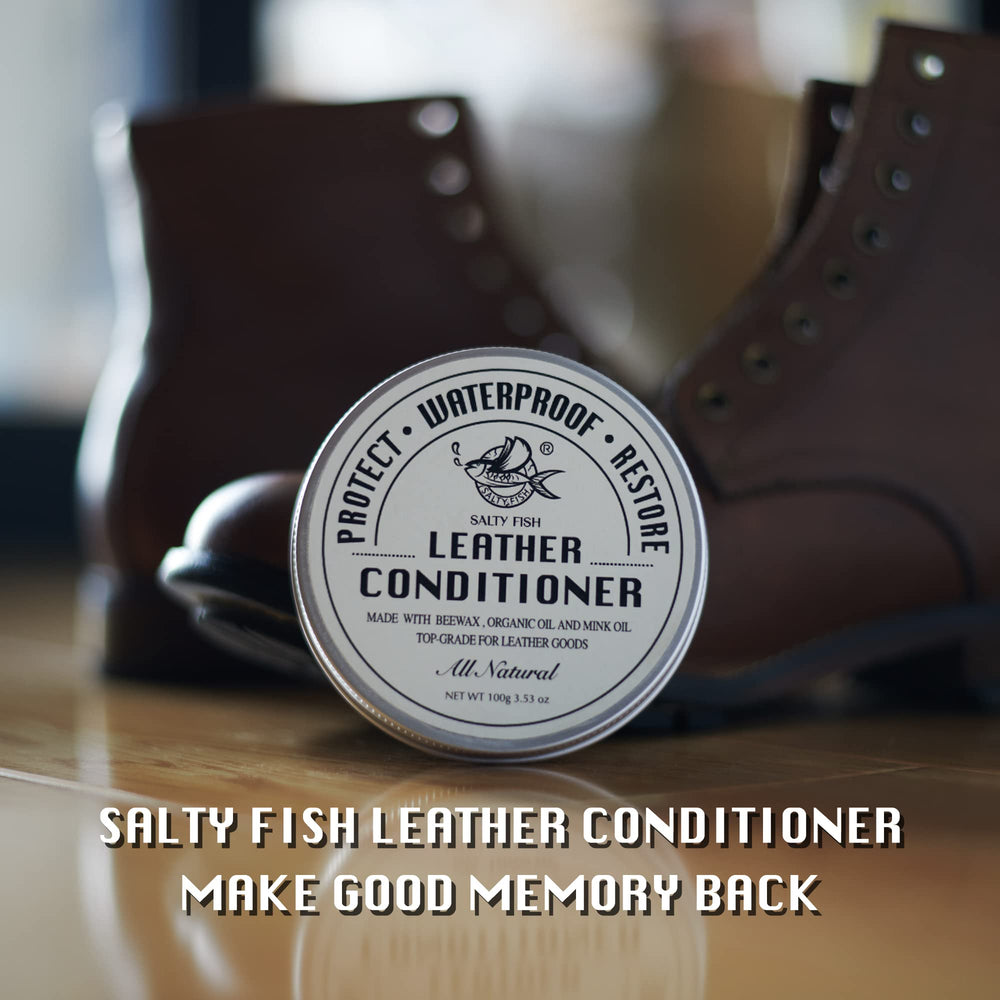 SALTY FISH leather conditioner shoe care boot elevates shine and longevity.
