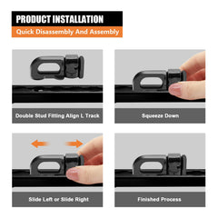 SALUINOKI L-track fitting with ratchet strap securing cargo.