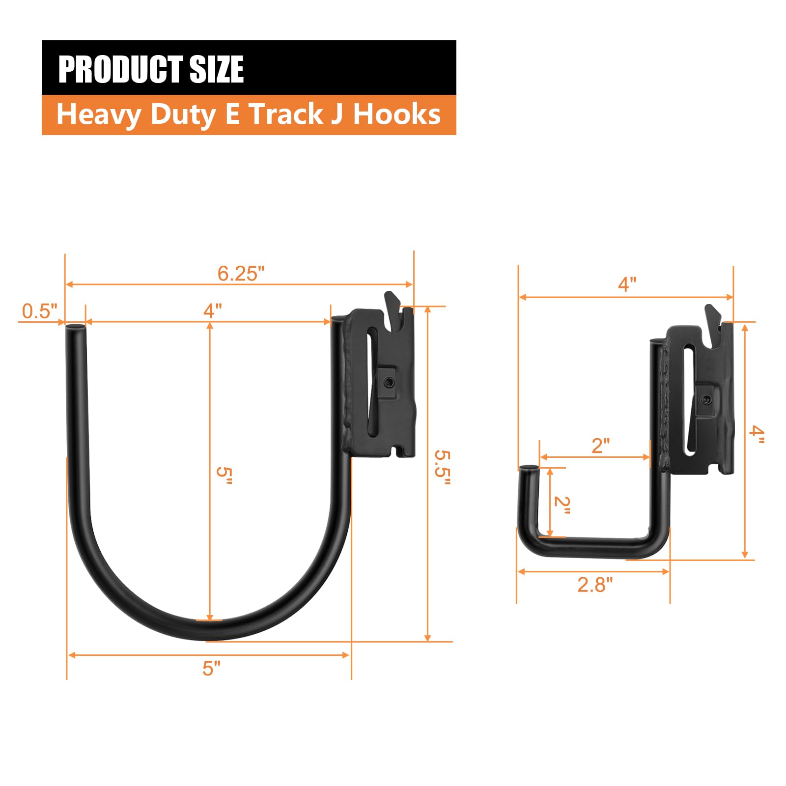 SALUINOKI 8Pack large e-track J hooks handle heavier loads.