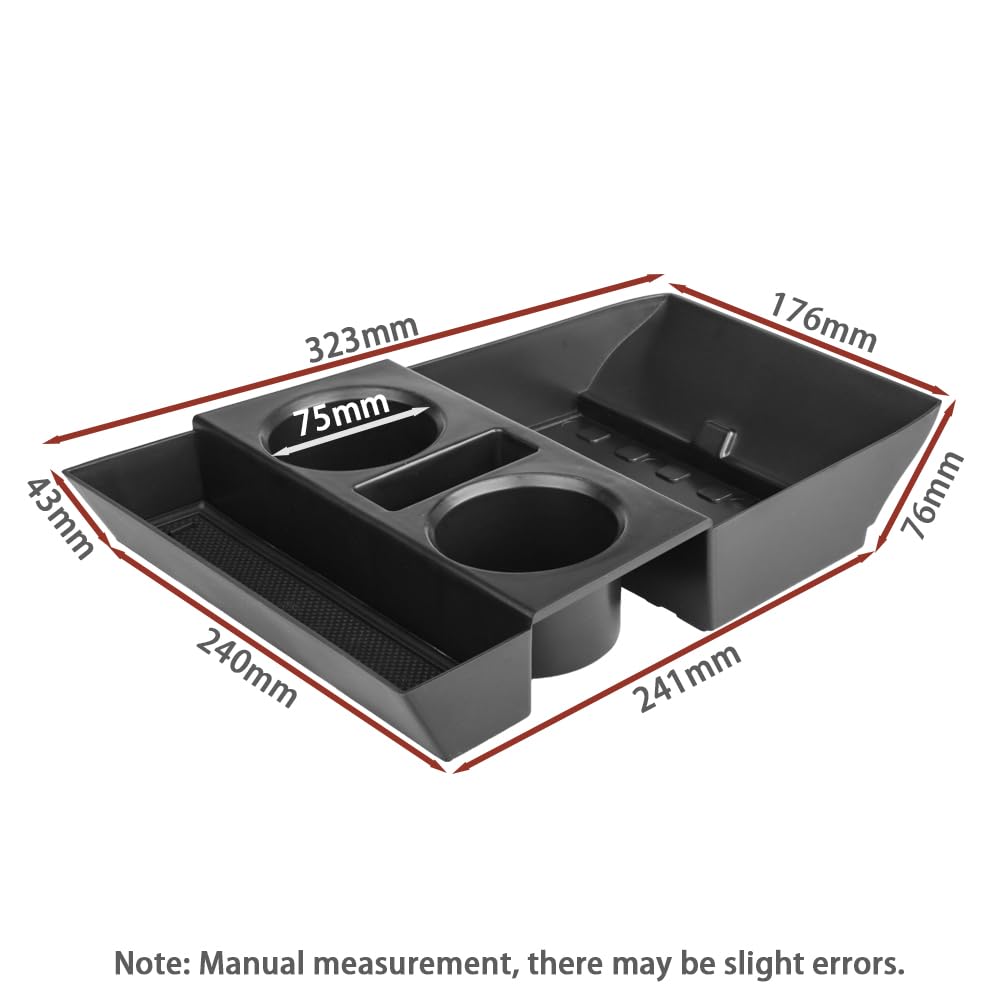 Salusy easy-install tray with tool-free placement in Santa Fe center console.