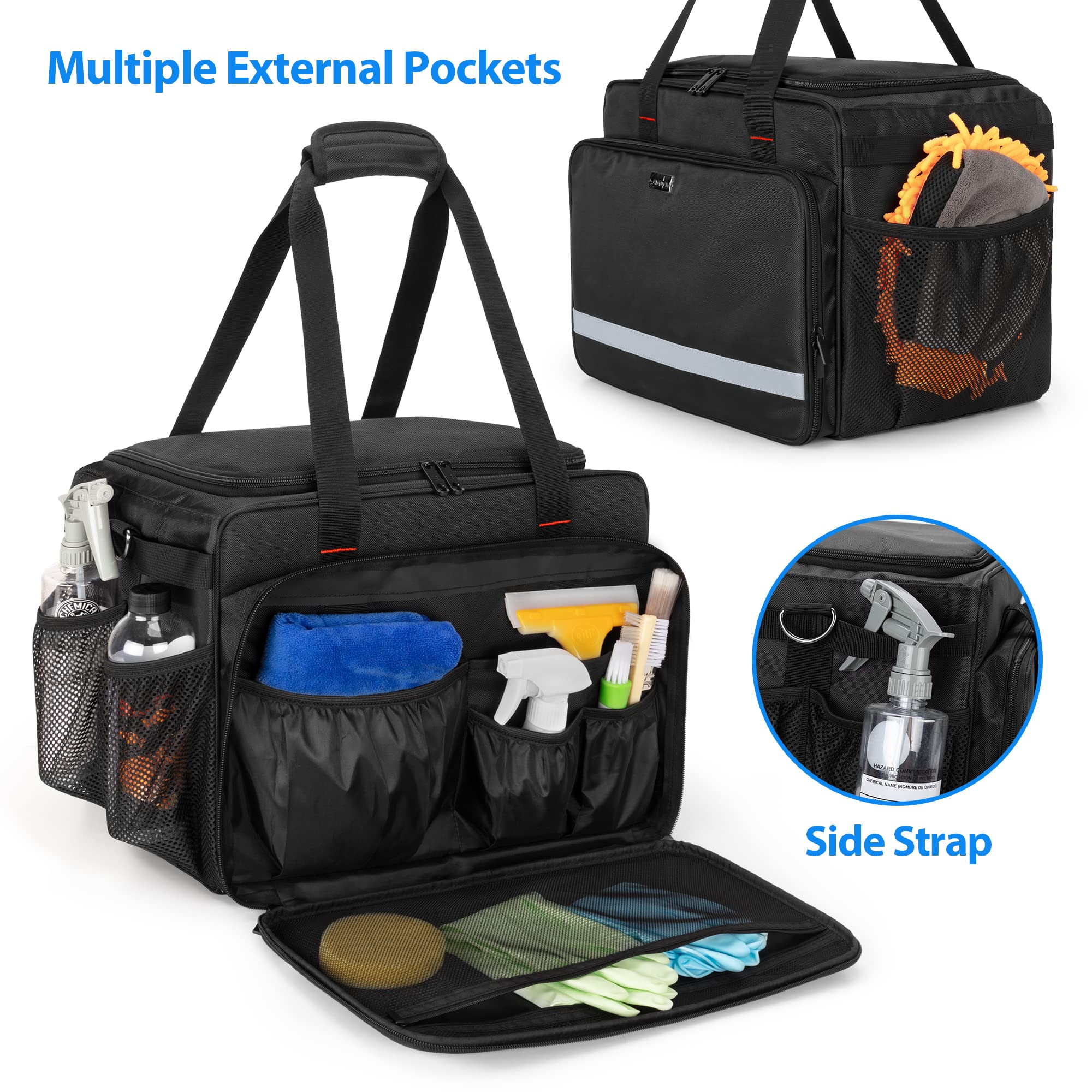 Samddew Large Detailing Bag dividers sectioning five zones for supplies.