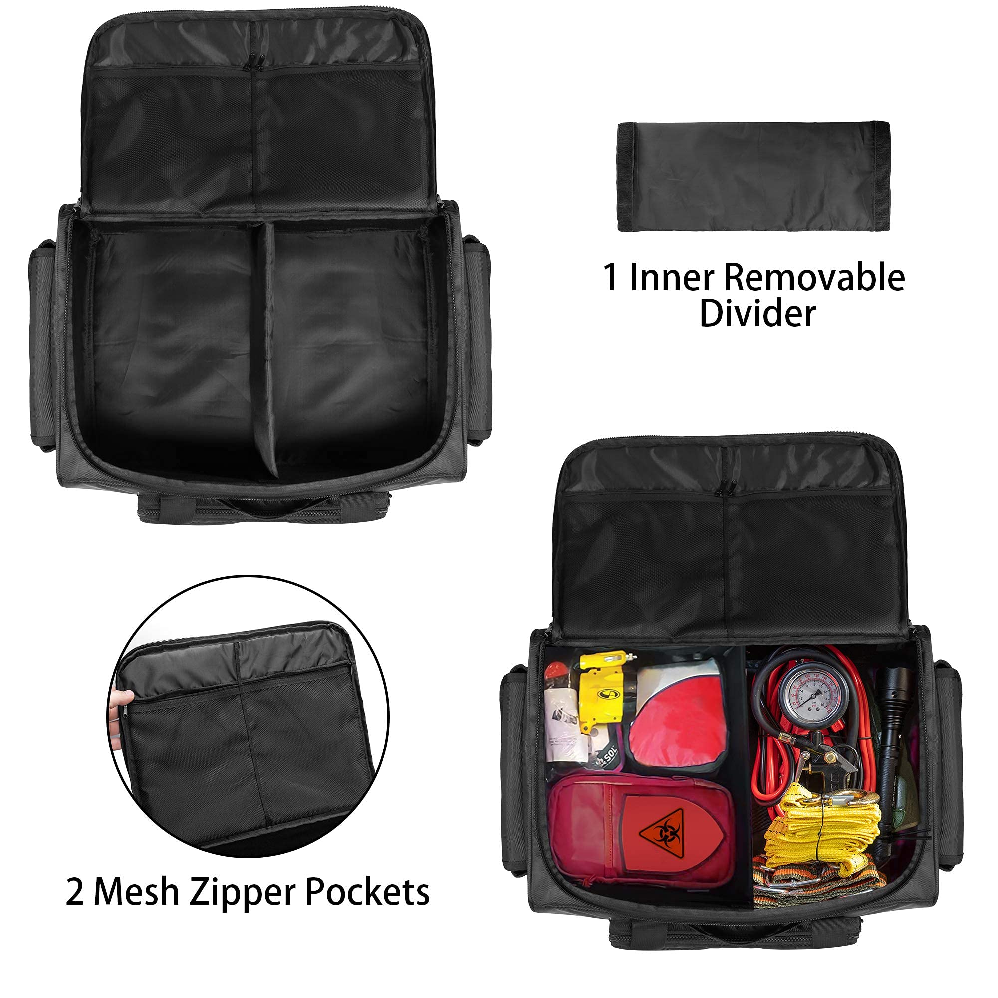 samdew underseat storage bag side pockets with flap for quick access