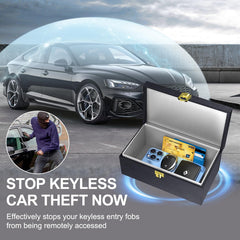 Samfolk Faraday Box interior shows dual-layer lining that blocks wireless key signals.