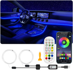 SAMGCHI USB car LED lights strip providing customizable ambient lighting inside the car interior.