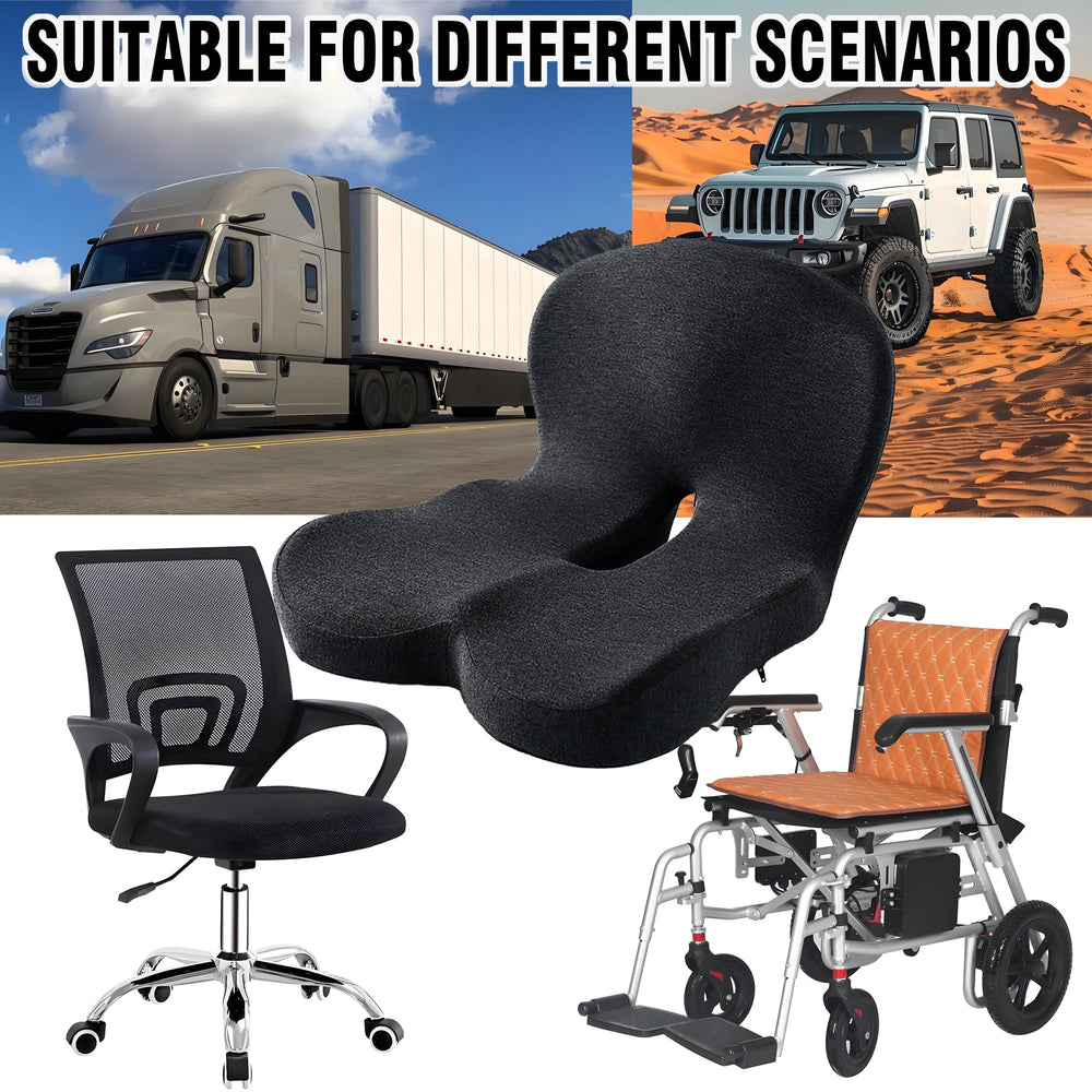 SAMLOO cushion on an office chair improves seated comfort during work.