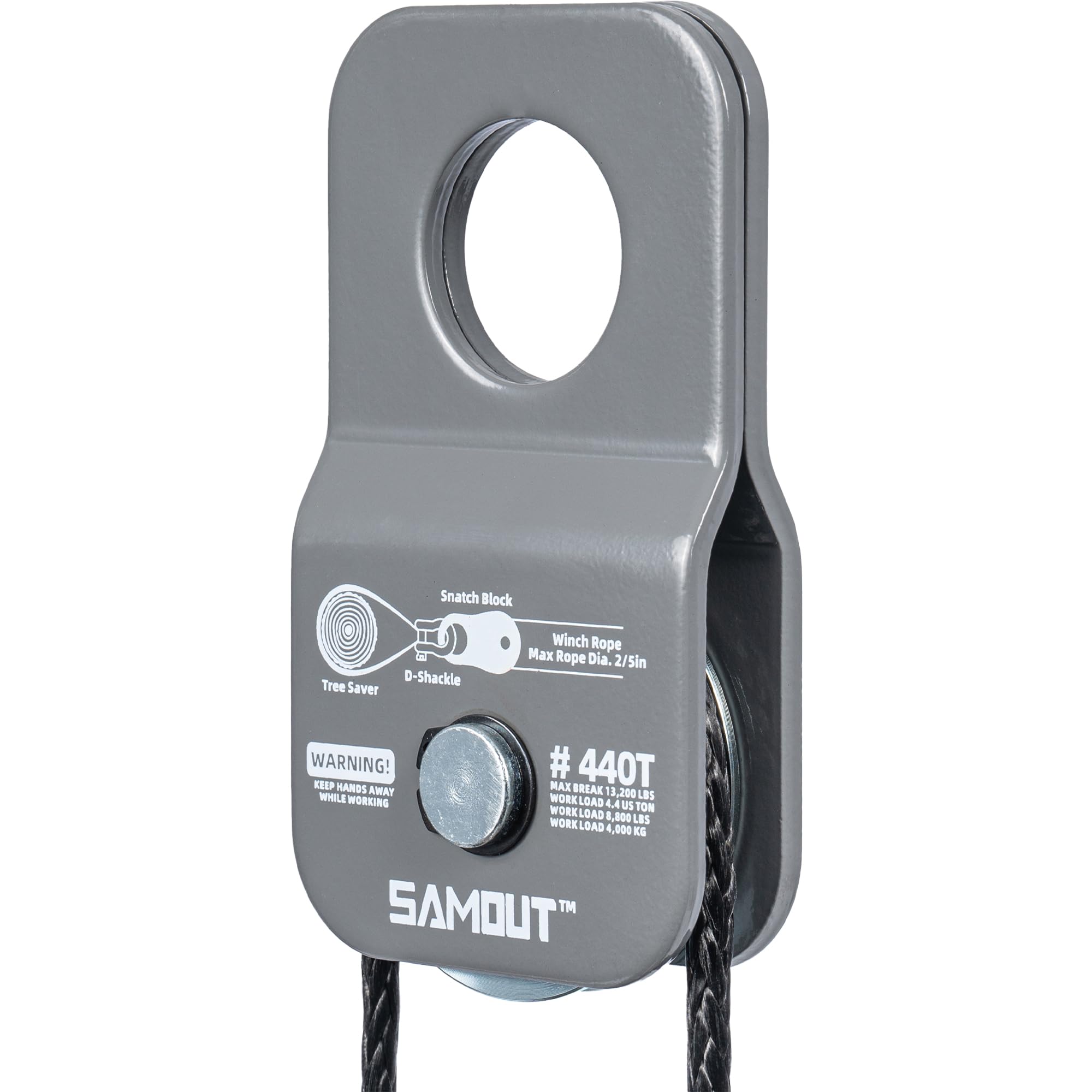 SAMOUT Winch Snatch Block is a strong pulley for 4.4-ton recovery.
