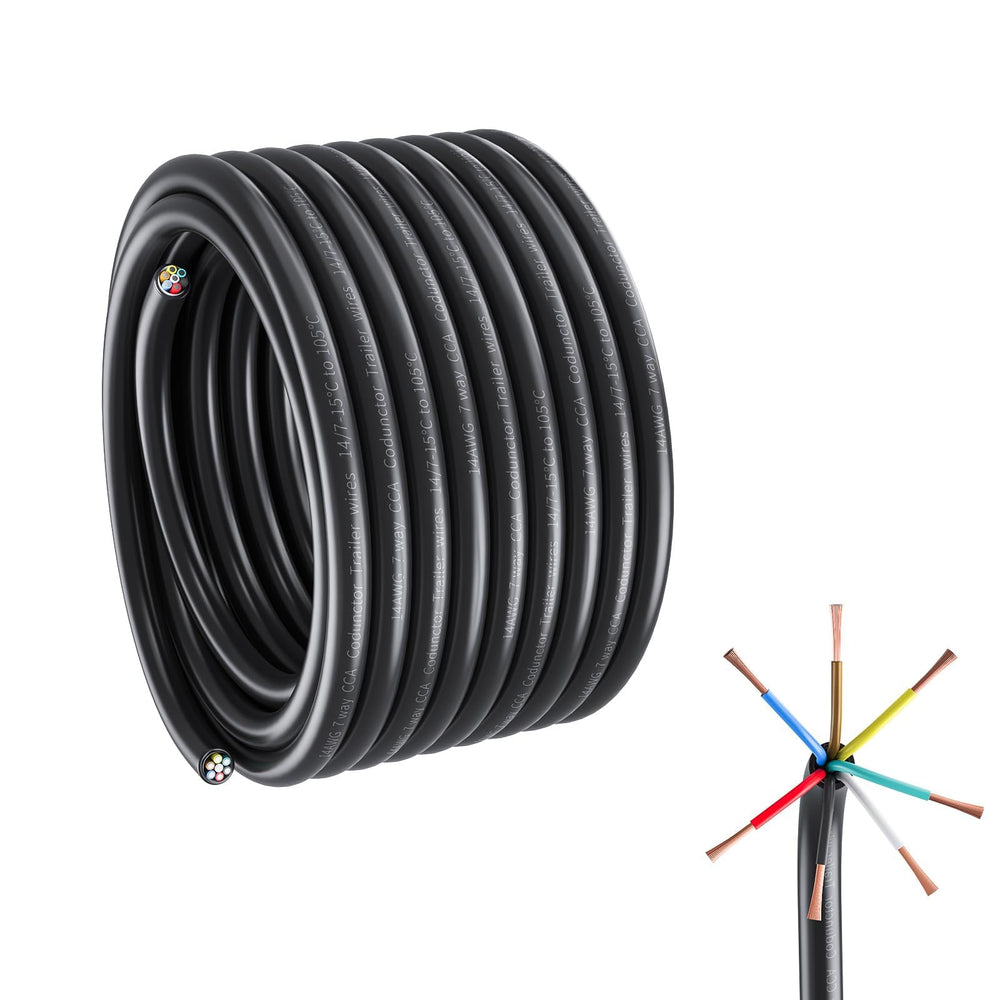 Samramra 7Way trailer wire harness 100ft roll for reliable power delivery on RVs.