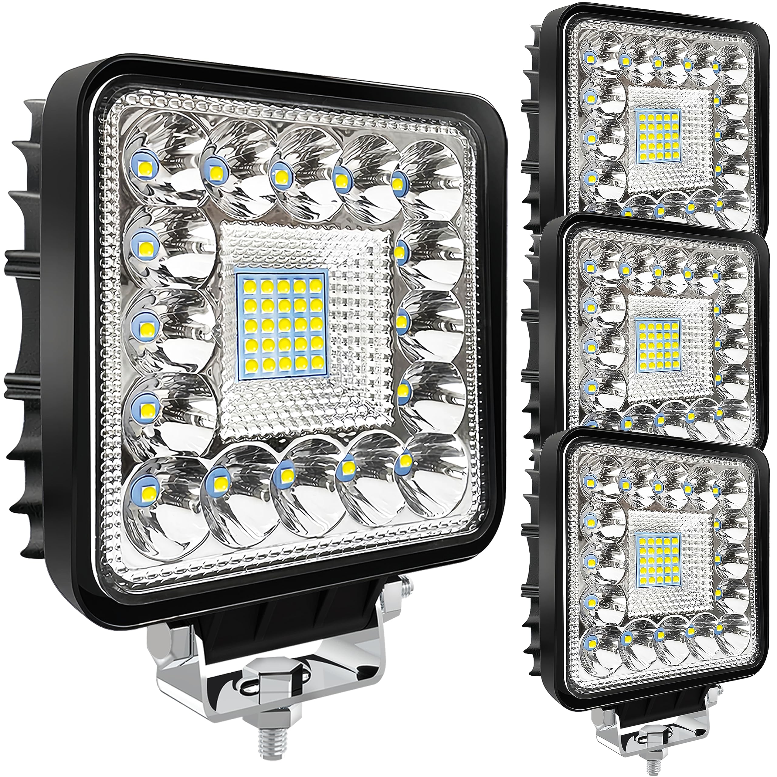 SAN YOUNG 4-inch LED pod light on truck front view for enhanced night visibility.
