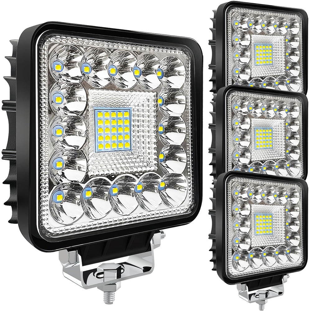 SAN YOUNG 4-inch LED pod light on truck front view for enhanced night visibility.