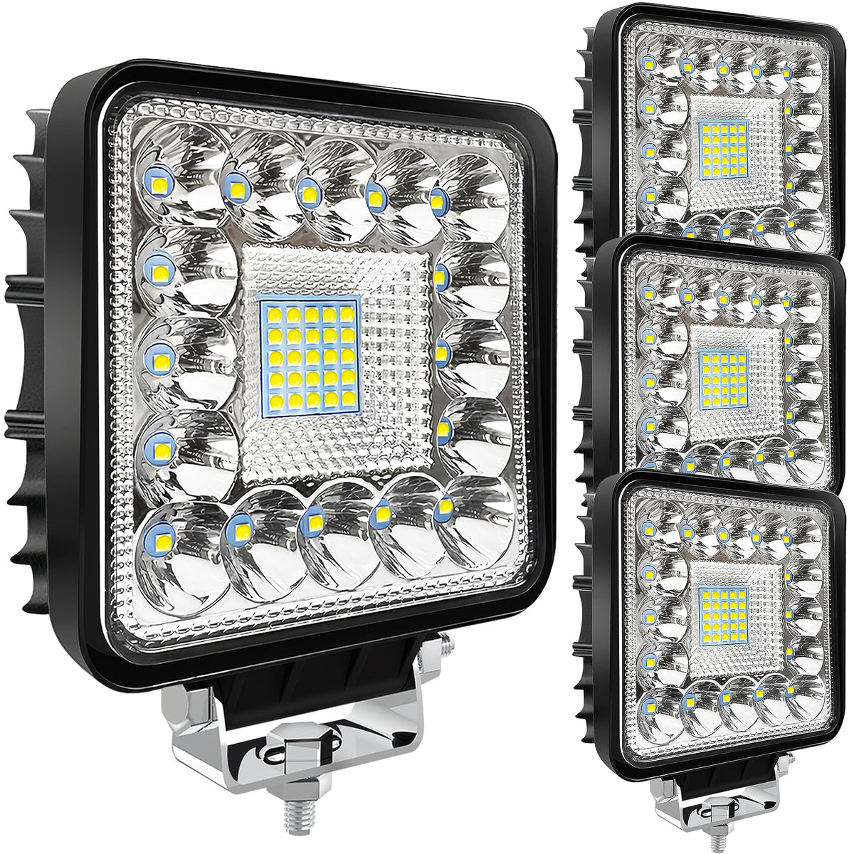 SAN YOUNG 4-inch LED pod light on truck front view for enhanced night visibility.