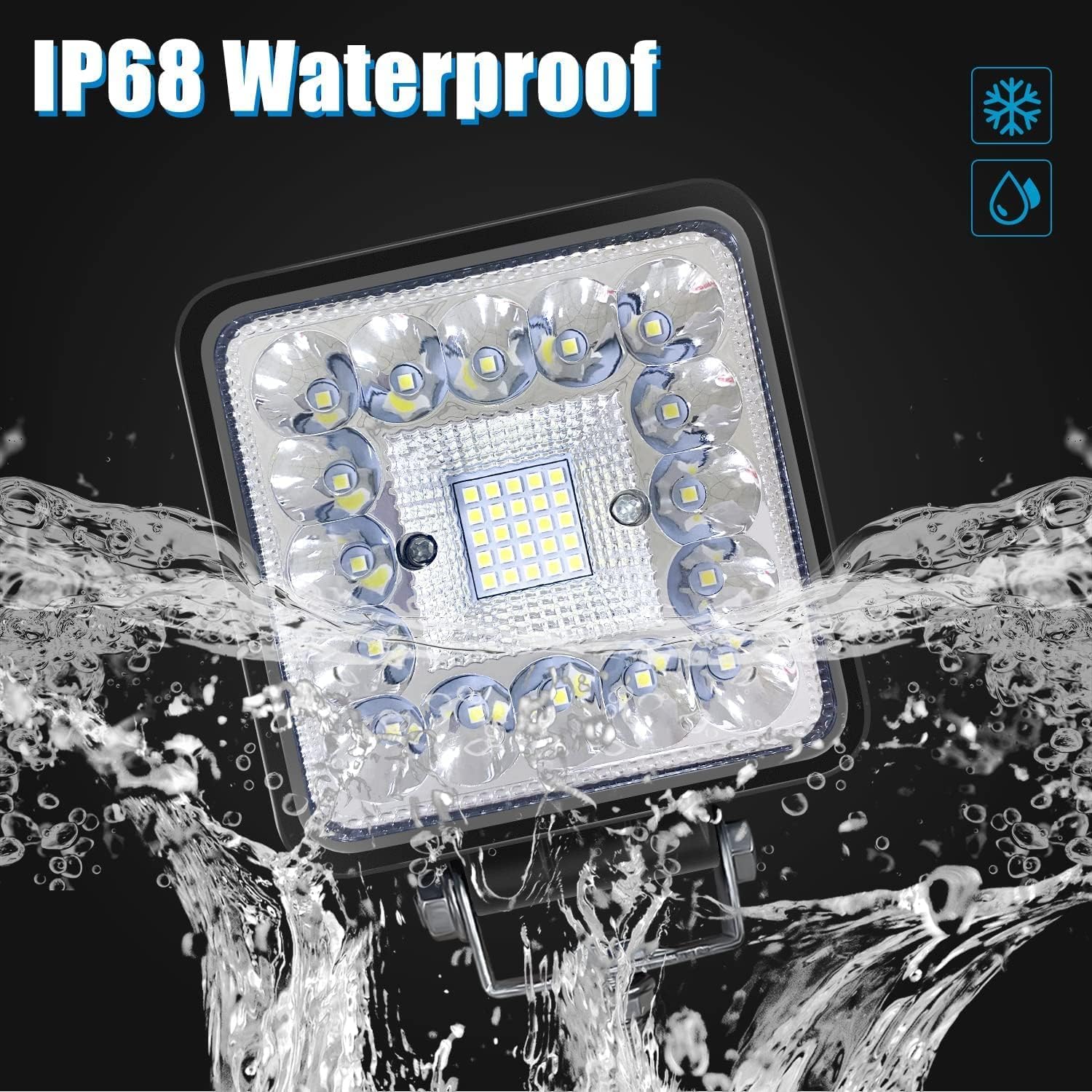 San Young LED pods 4in IP68 waterproof protection for harsh weather conditions.