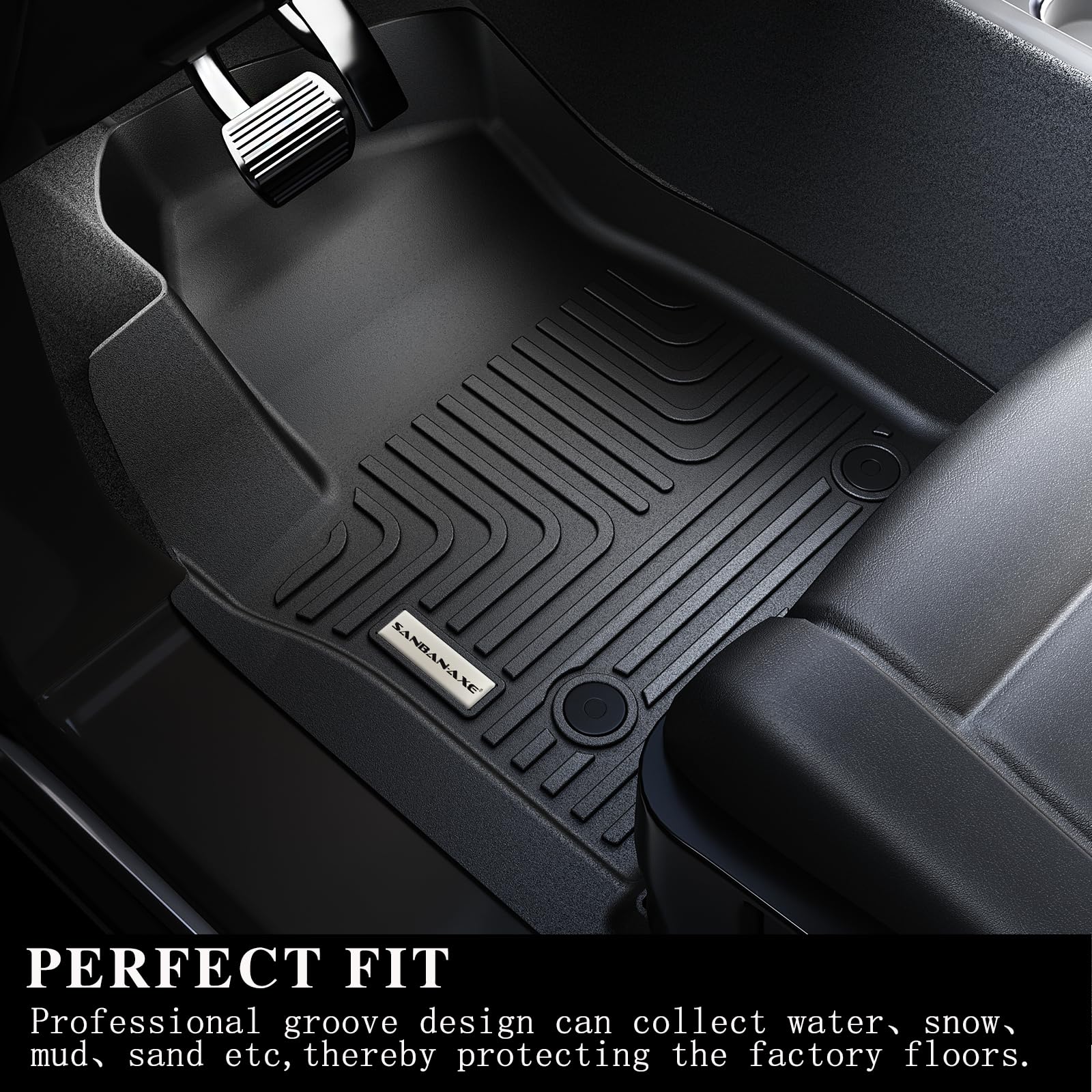 SANBAN-AXE Tahoe floor mats high-wall design traps debris and spills.