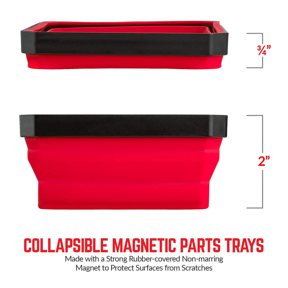 SANDOR collapsible parts tray red extended keeps fasteners organized by color