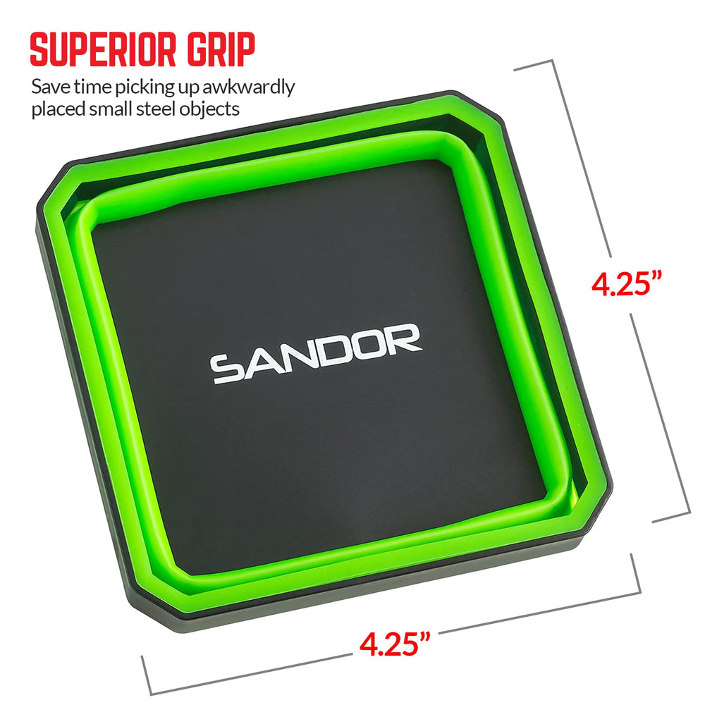 SANDOR magnetic base tray with non-marring rubber protects surfaces