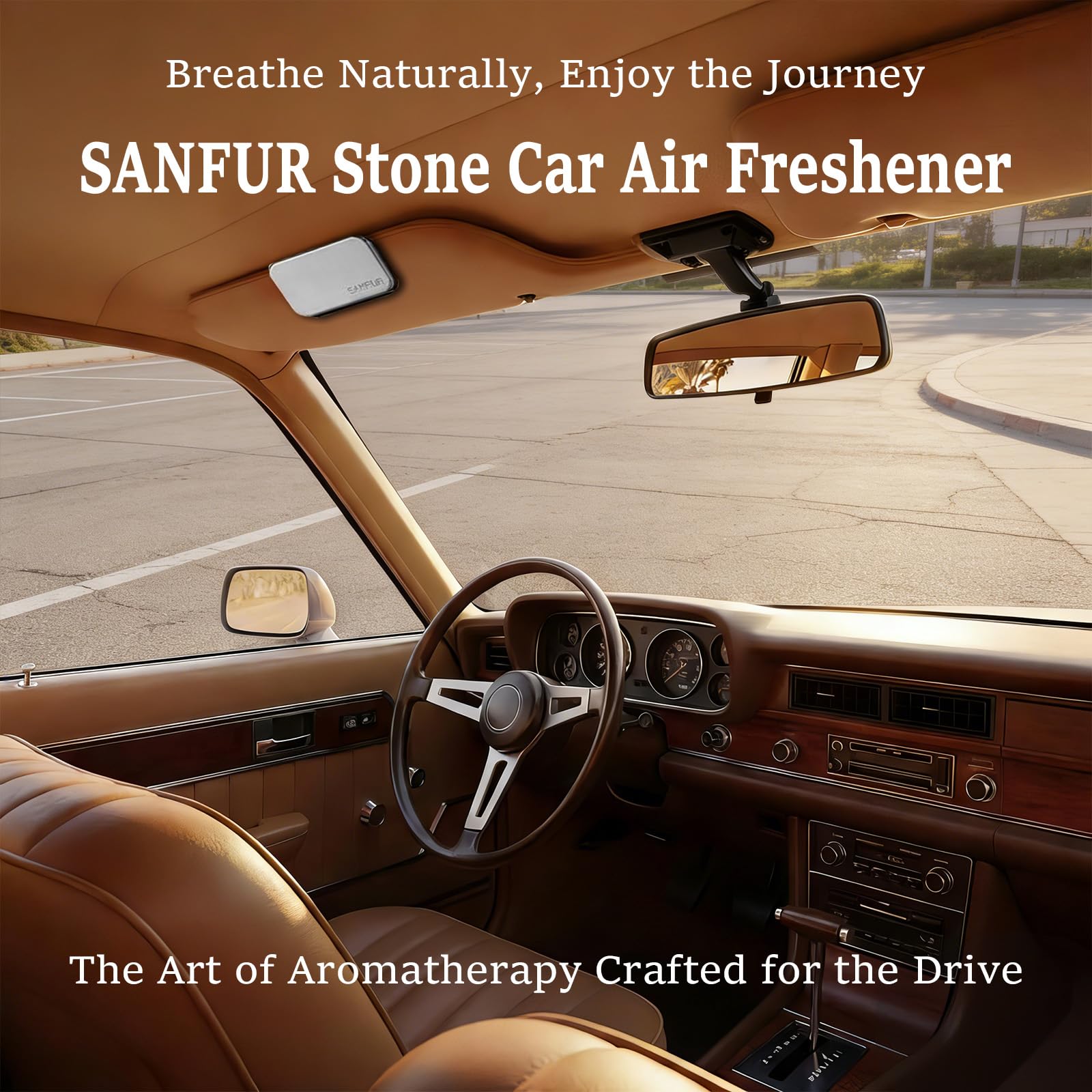 SANFUR Amber stone air freshener on visor clip adds a warm aroma to the cabin