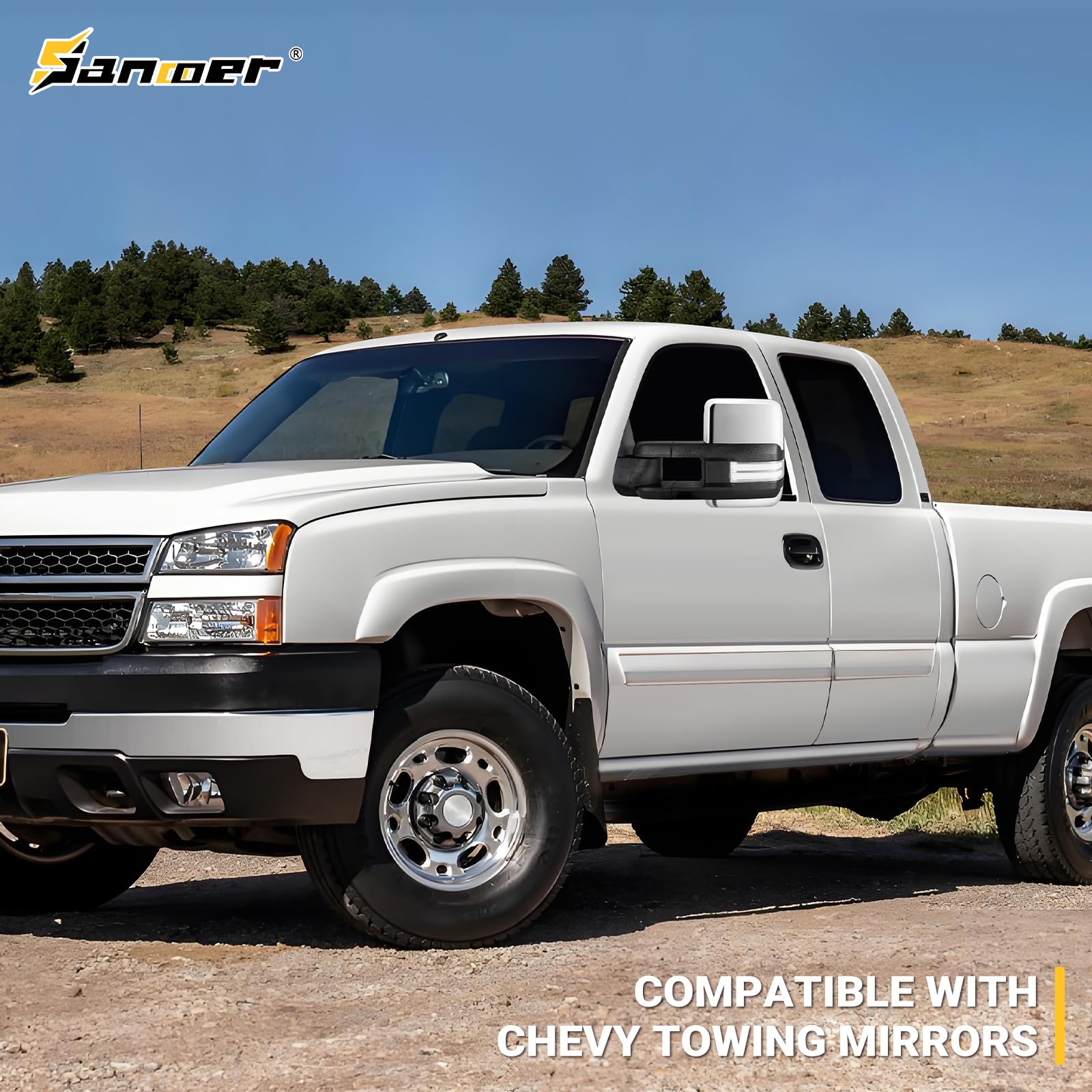 Sanooer chrome switchback heated mirrors resist fog and frost