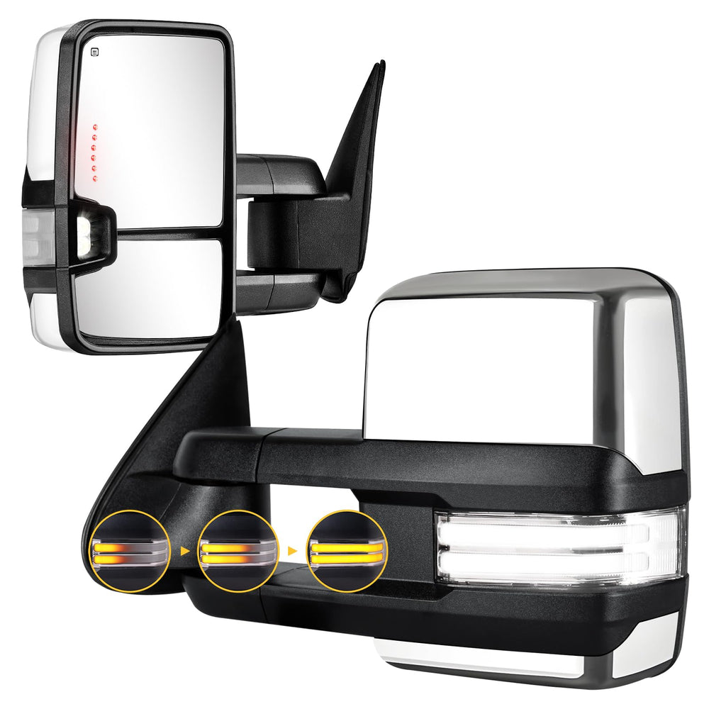 Sanooer chrome switchback side-view mirrors for enhanced highway visibility