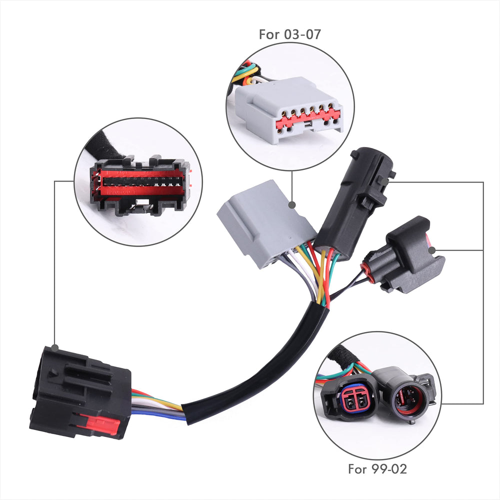 Sanooer Ford towing mirrors wiring harness pair highlights a durable ABS housing and solid connections.