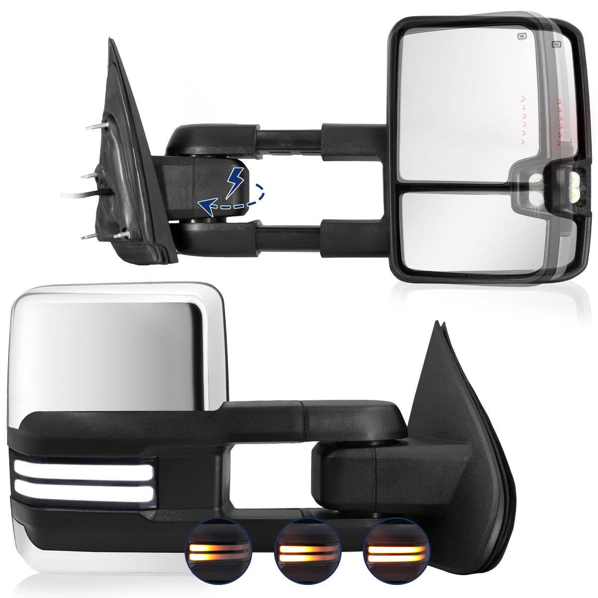 Sanooer power folding mirror left side for Silverado enhances parking visibility.