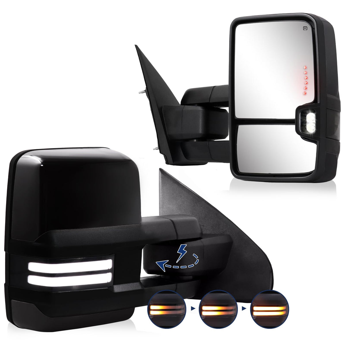 Sanooer power-folding towing mirror left-side assembly with enhanced towing visibility.