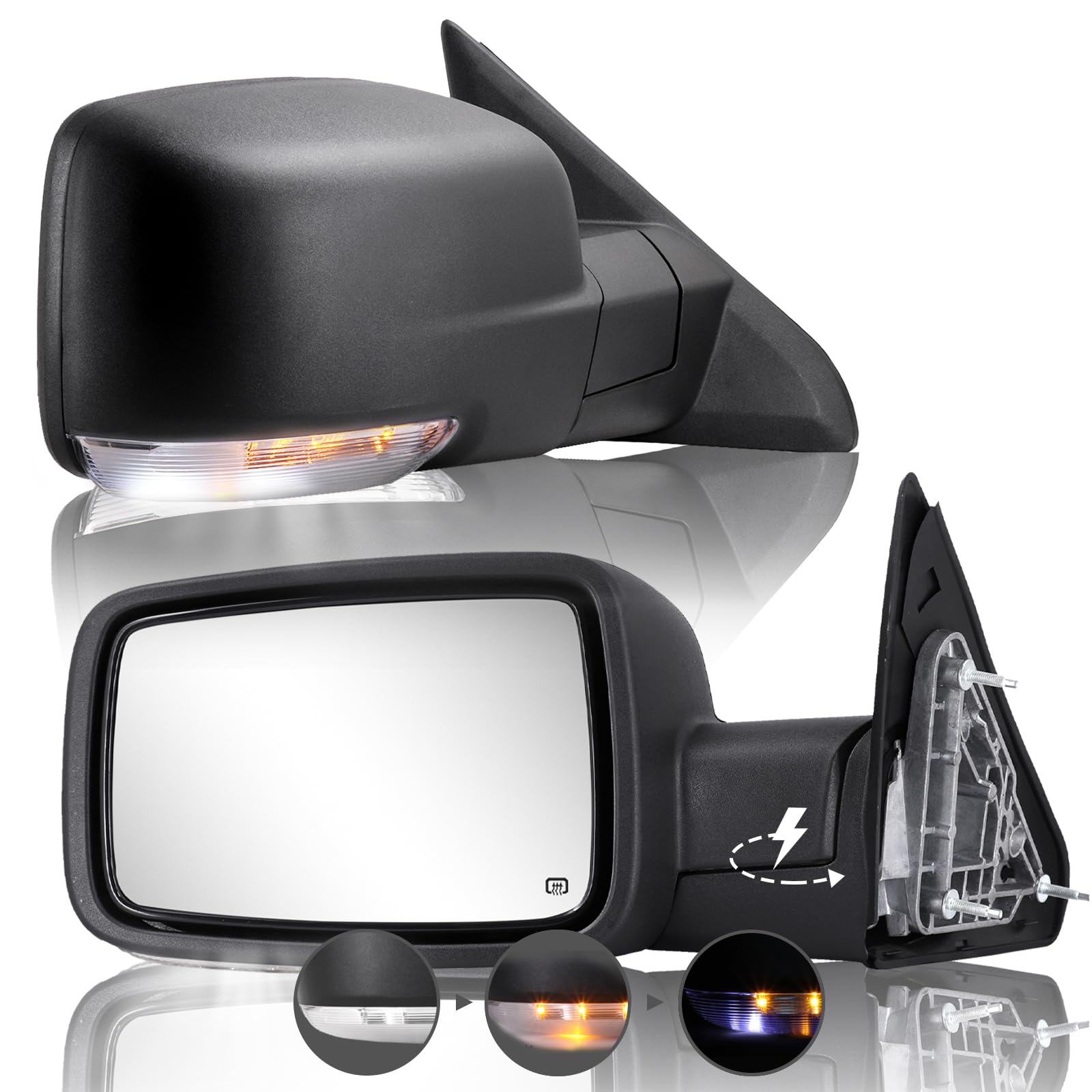 Sanooer side mirror for Ram with power folding improves convenience