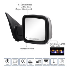 Sanooer chrome side mirror, rear view, rugged towing compatibility.