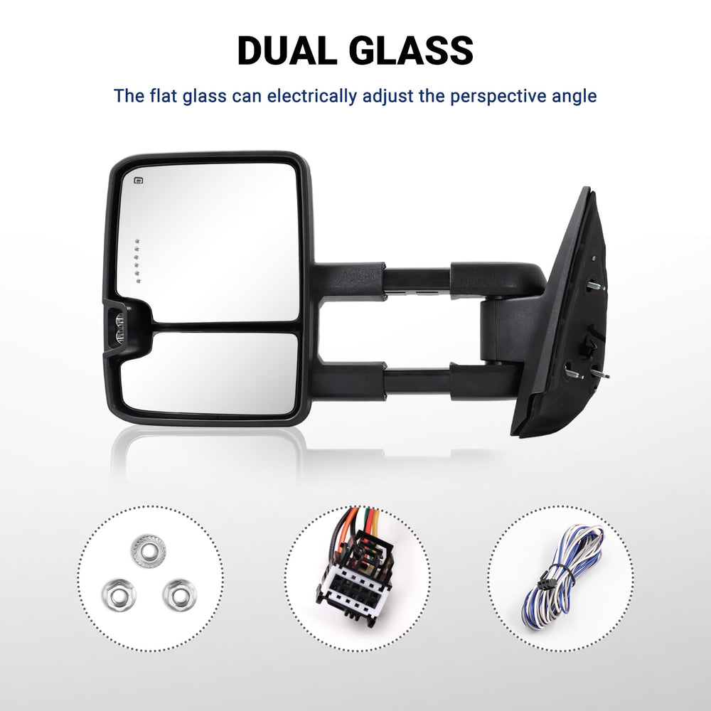 Sanooer Switchback towing mirror backup lamp illuminated at night