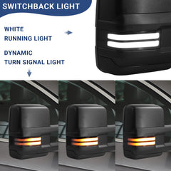 Sanooer Switchback right-front towing mirror showing turn signal and folding feature