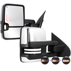 Sanooer Switchback towing mirror front view with chrome housing improves Silverado visibility