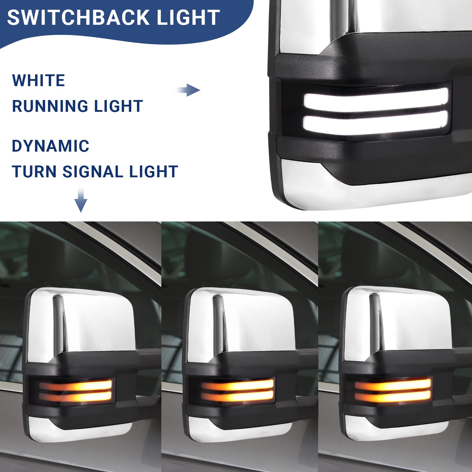 Sanooer Switchback towing mirror side view for Silverado enhances lane changes