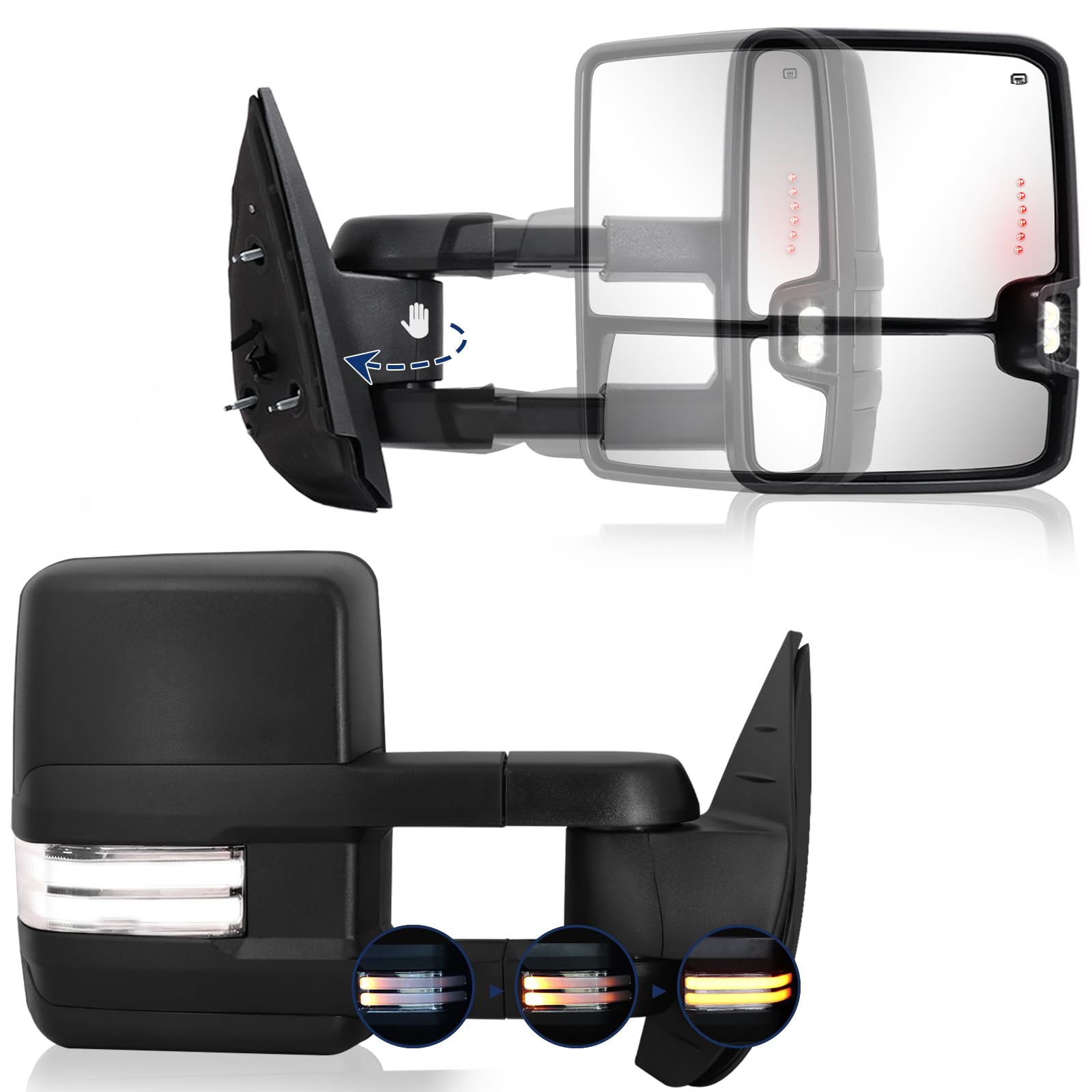Sanooer Switchback driver side towing mirror with heated power adjust and signals