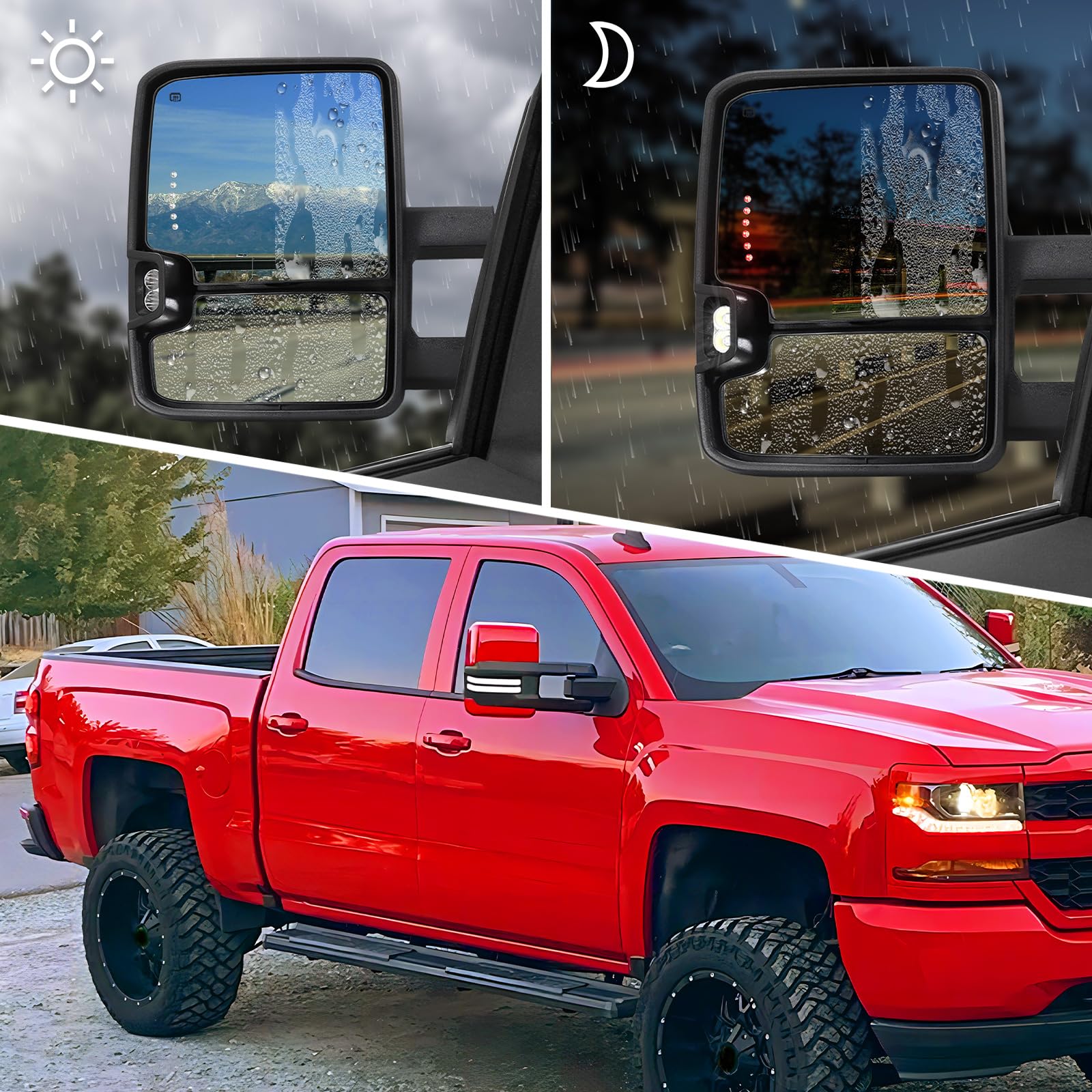 Sanooer dual glass design offering flat and convex views on towing mirror
