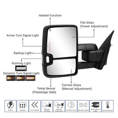 Sanooer Switchback towing mirror for 2500HD/3500HD front view provides wider visibility.