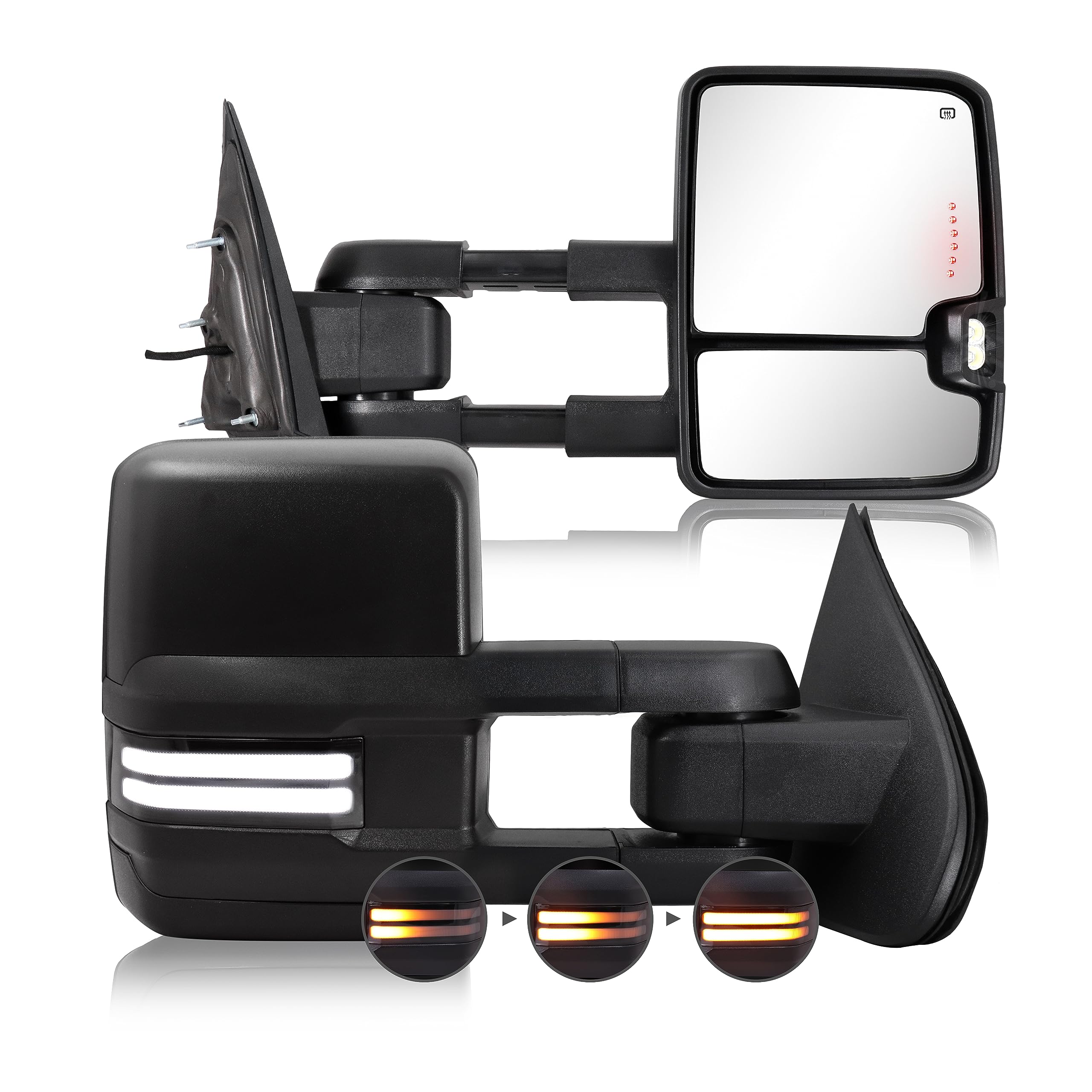 Sanooer Switchback towing mirror for Silverado 1500 side view enhances towing visibility.