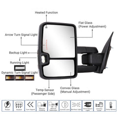 Sanooer Switchback towing mirror front view for GMC Sierra boosts safety during backing