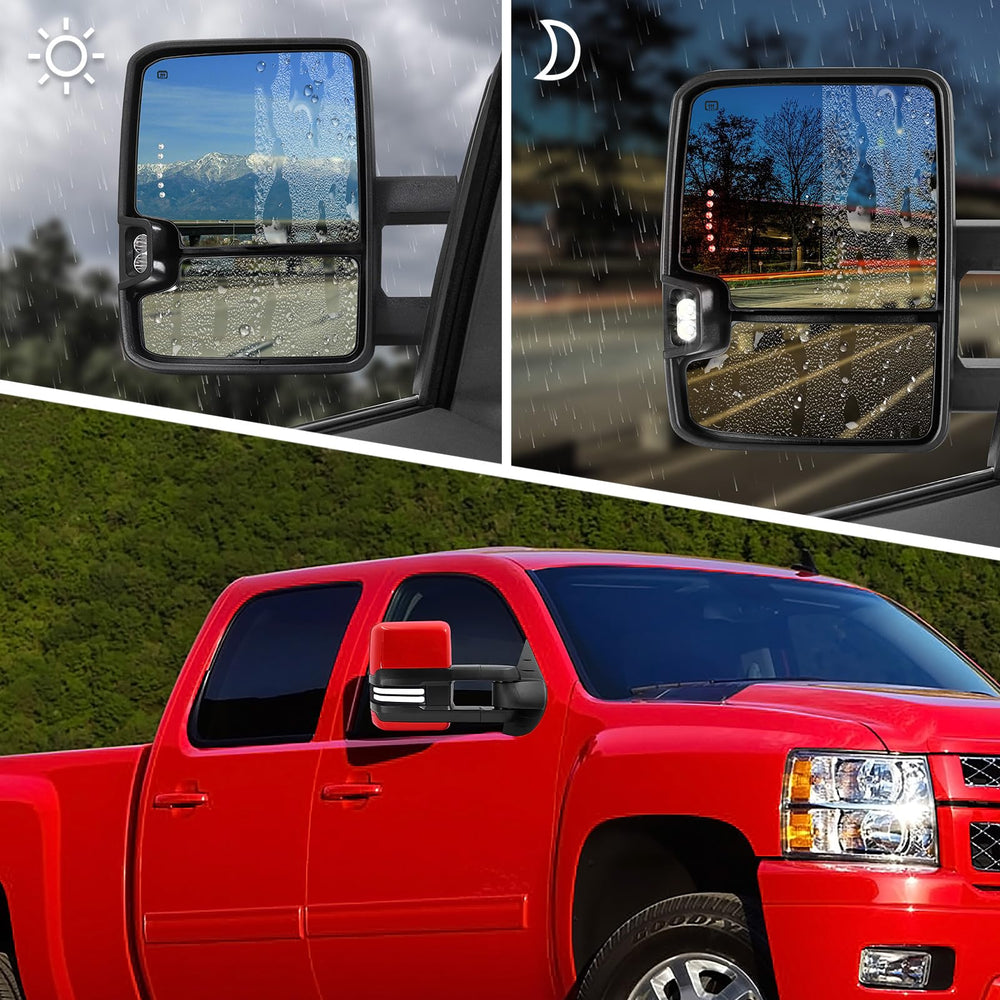 Heated defrost feature on Sanooer Switchback towing mirror close-up