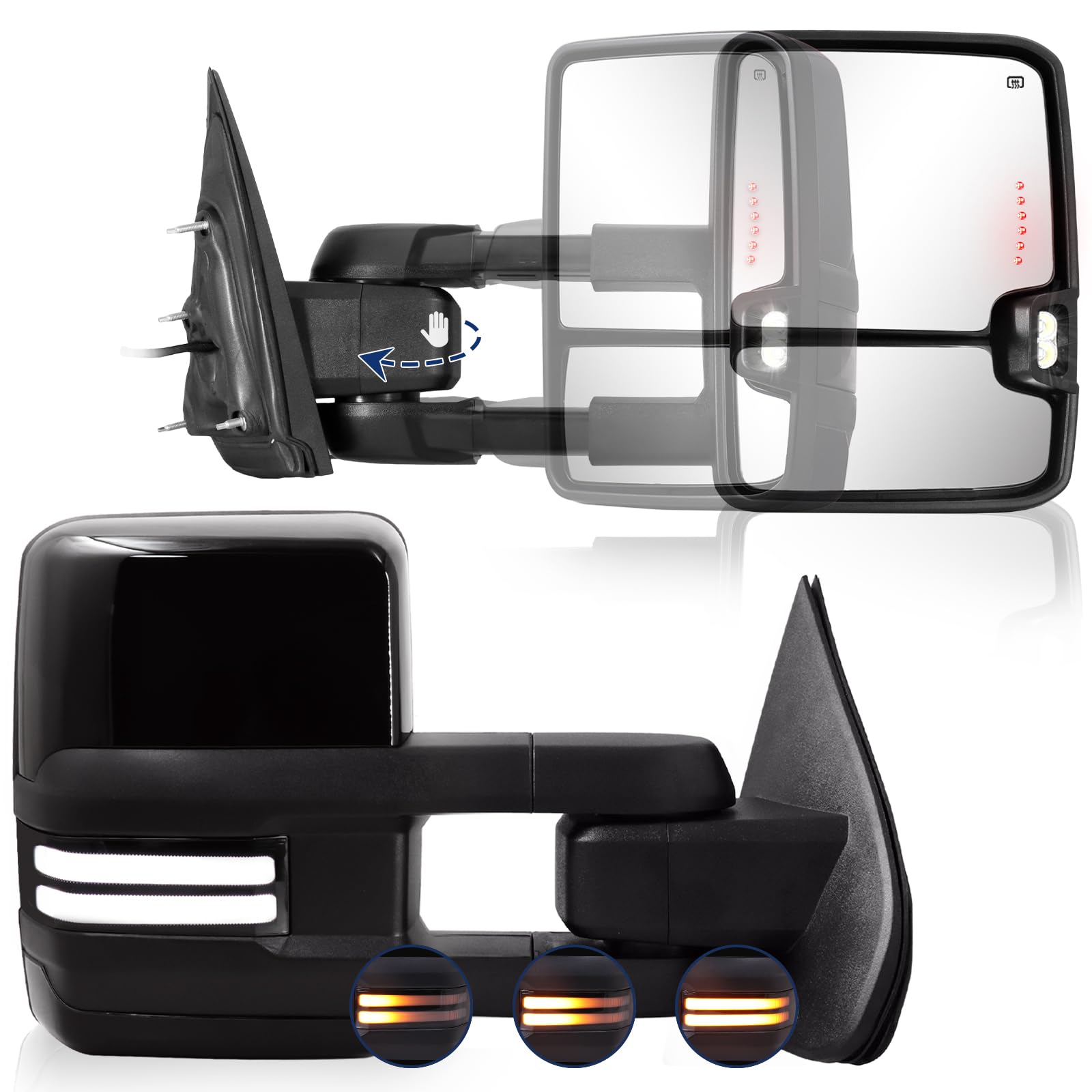 Sanooer Switchback tow mirror left front view, improving highway visibility and awareness.