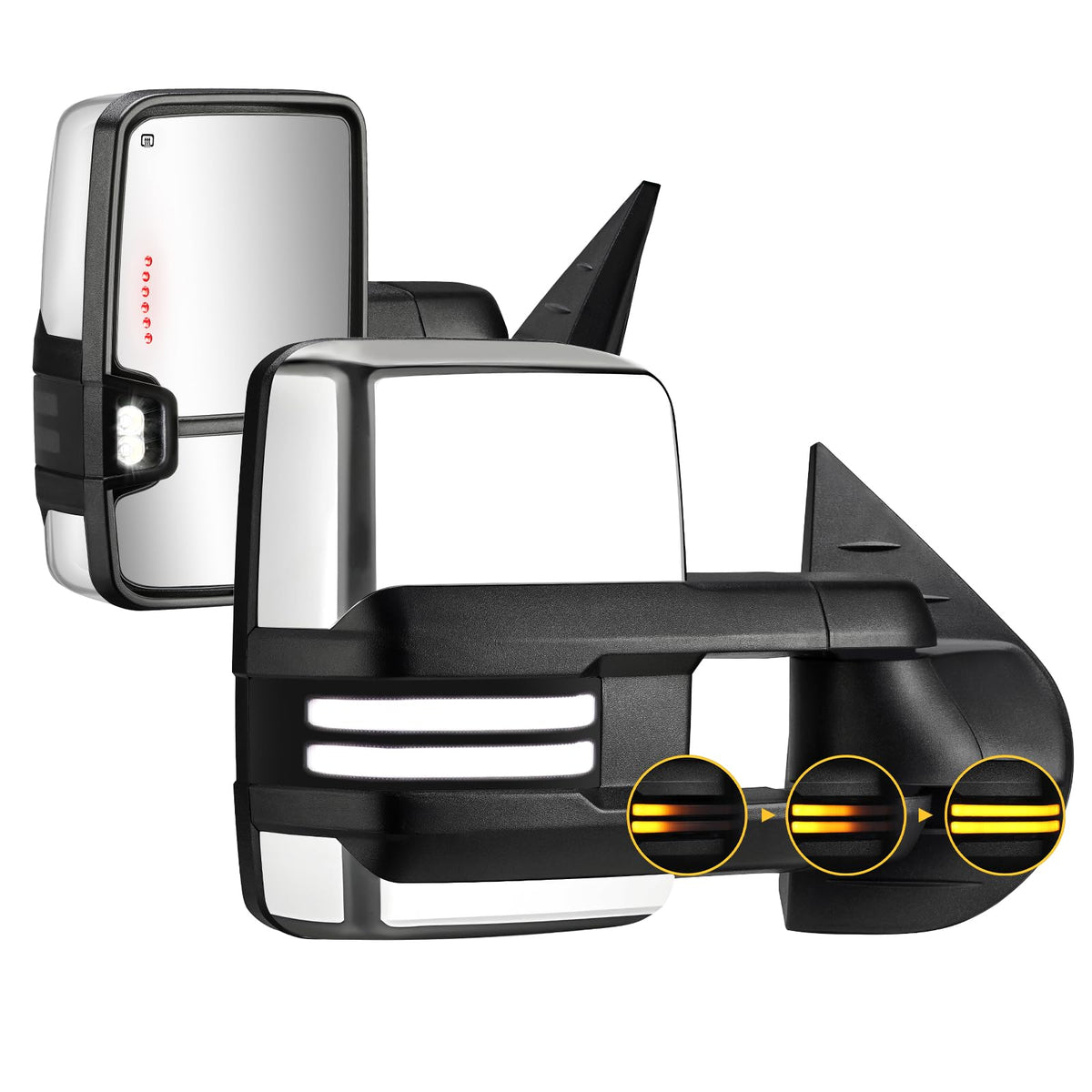 Sanooer Switchback chrome front-side view mirrors for improved highway visibility