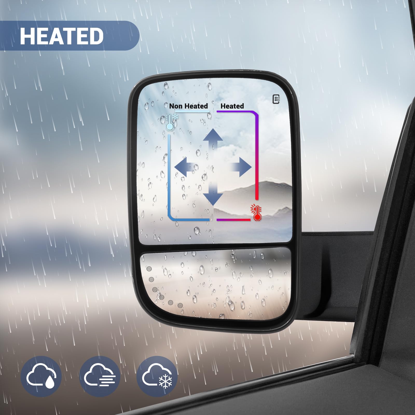 Sanooer temperature sensor on mirror helps monitor outside conditions
