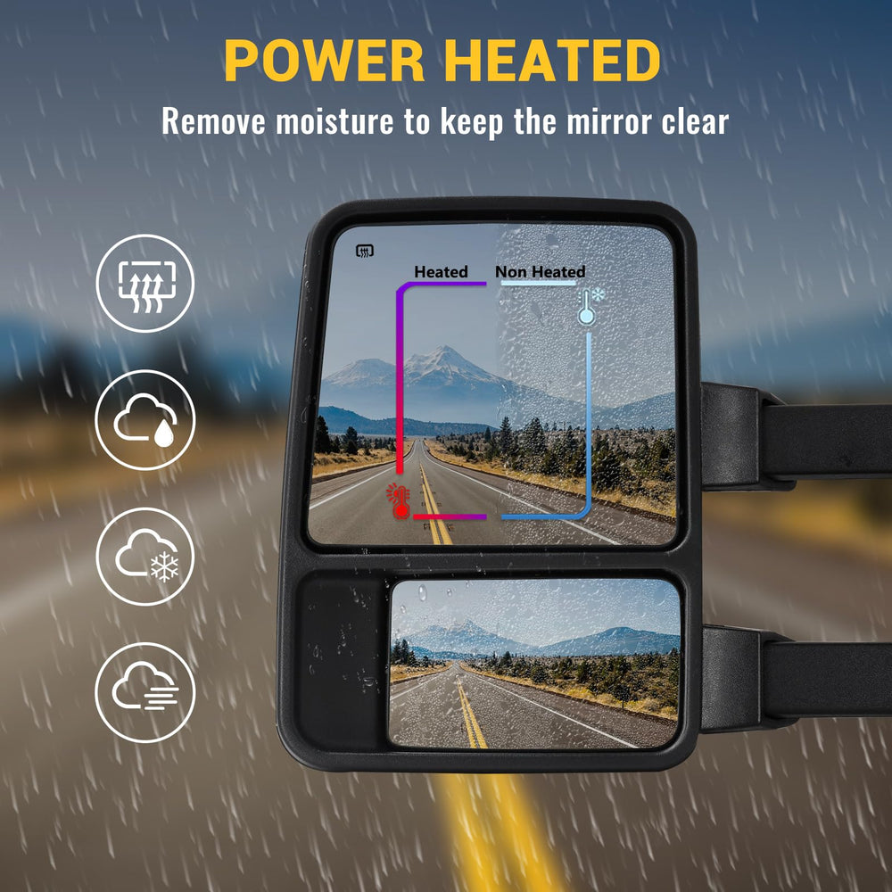 Sanooer folding and telescoping towing mirror for flexible positioning