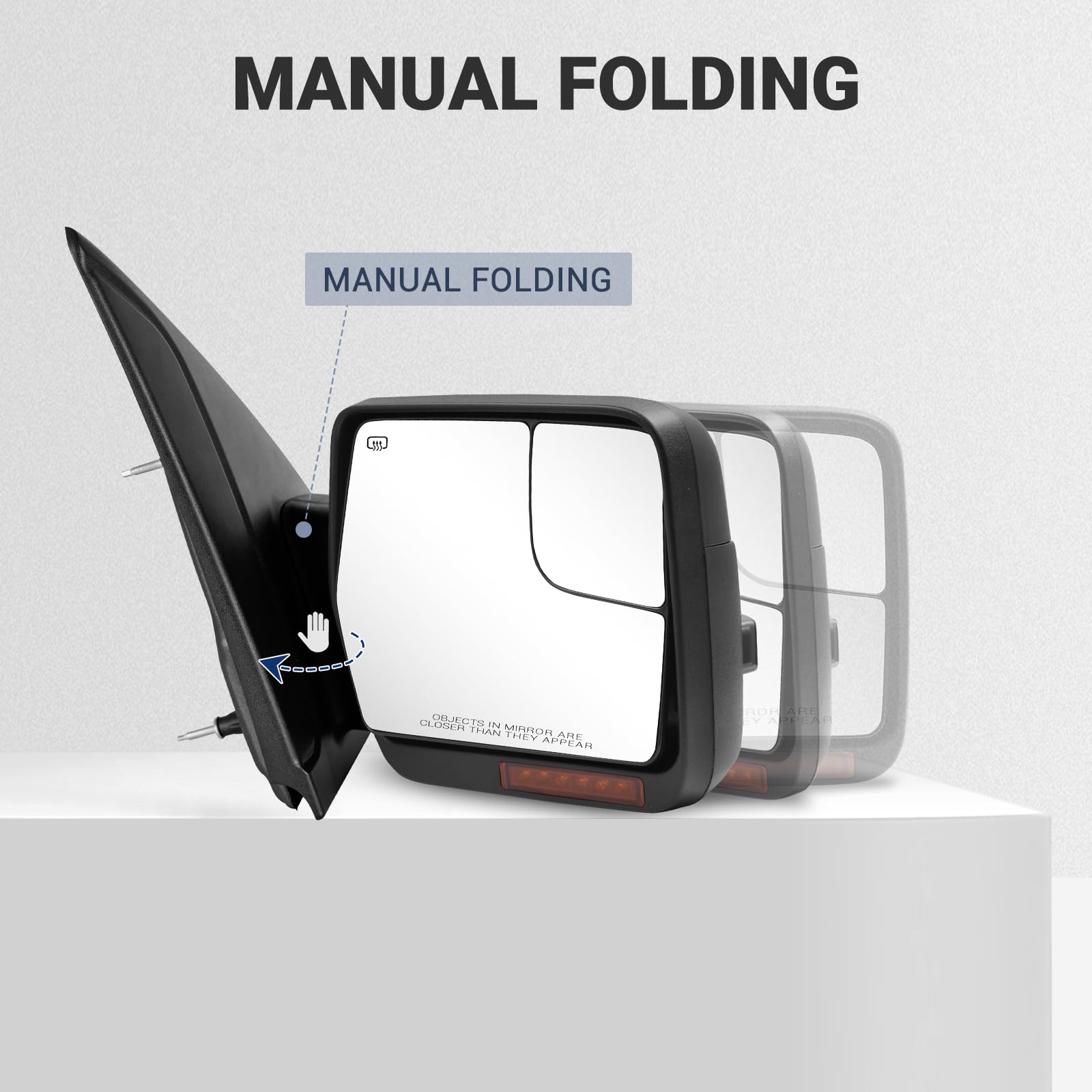Sanooer LED turn signals on Ford F-150 towing mirrors improve signaling clarity.