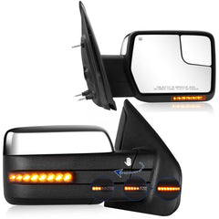 Sanooer Ford F-150 towing mirror left chrome with wide-angle view