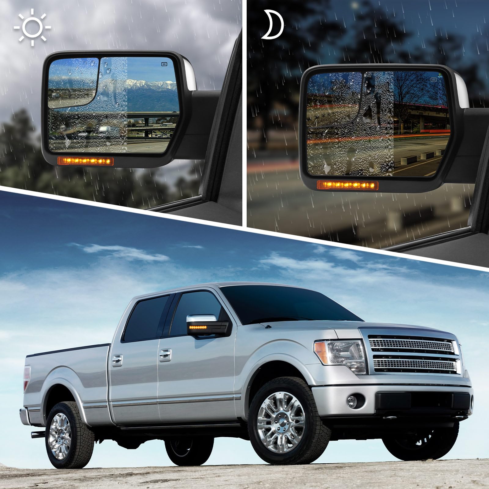 Sanooer Ford F-150 towing mirror power glass adjustable