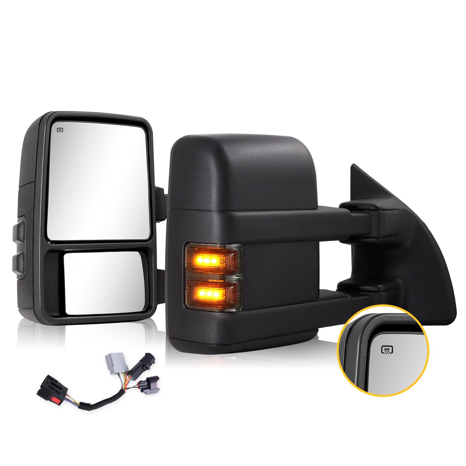 Sanooer towing mirror for Ford Super Duty left with smoke lens improve rear visibility