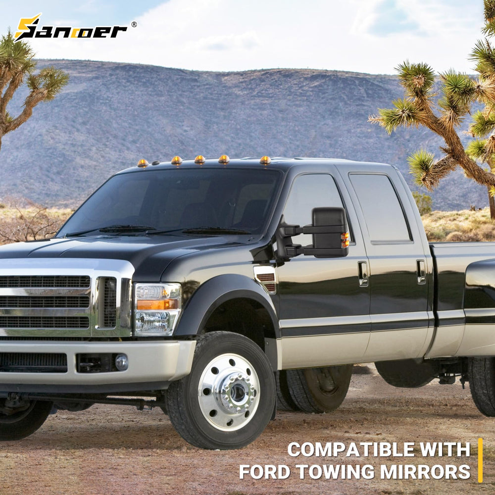 Sanooer towing mirror for Ford Super Duty right with smoke lens improve rear visibility