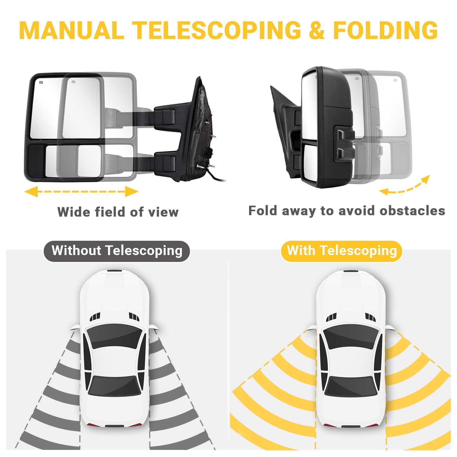 Sanooer mirrors with turn signals and running lights on smoke lens