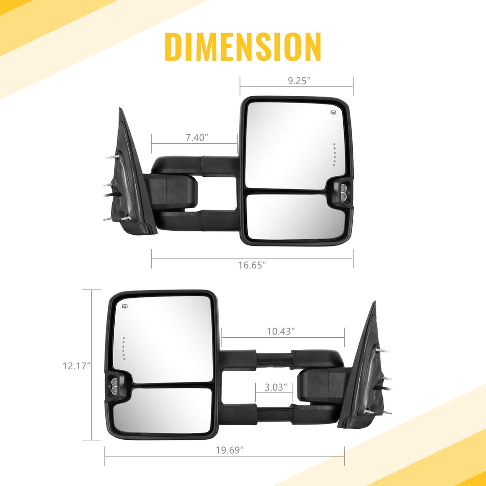 Sanooer towing mirrors backup and running lights assist parking