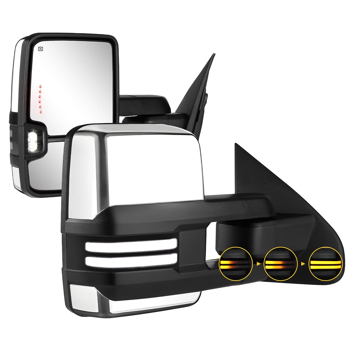 Sanooer towing mirrors chrome switchback front view enhances nighttime visibility