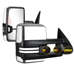 Sanooer towing mirrors with chrome switchback lights for clearer signaling on highways.