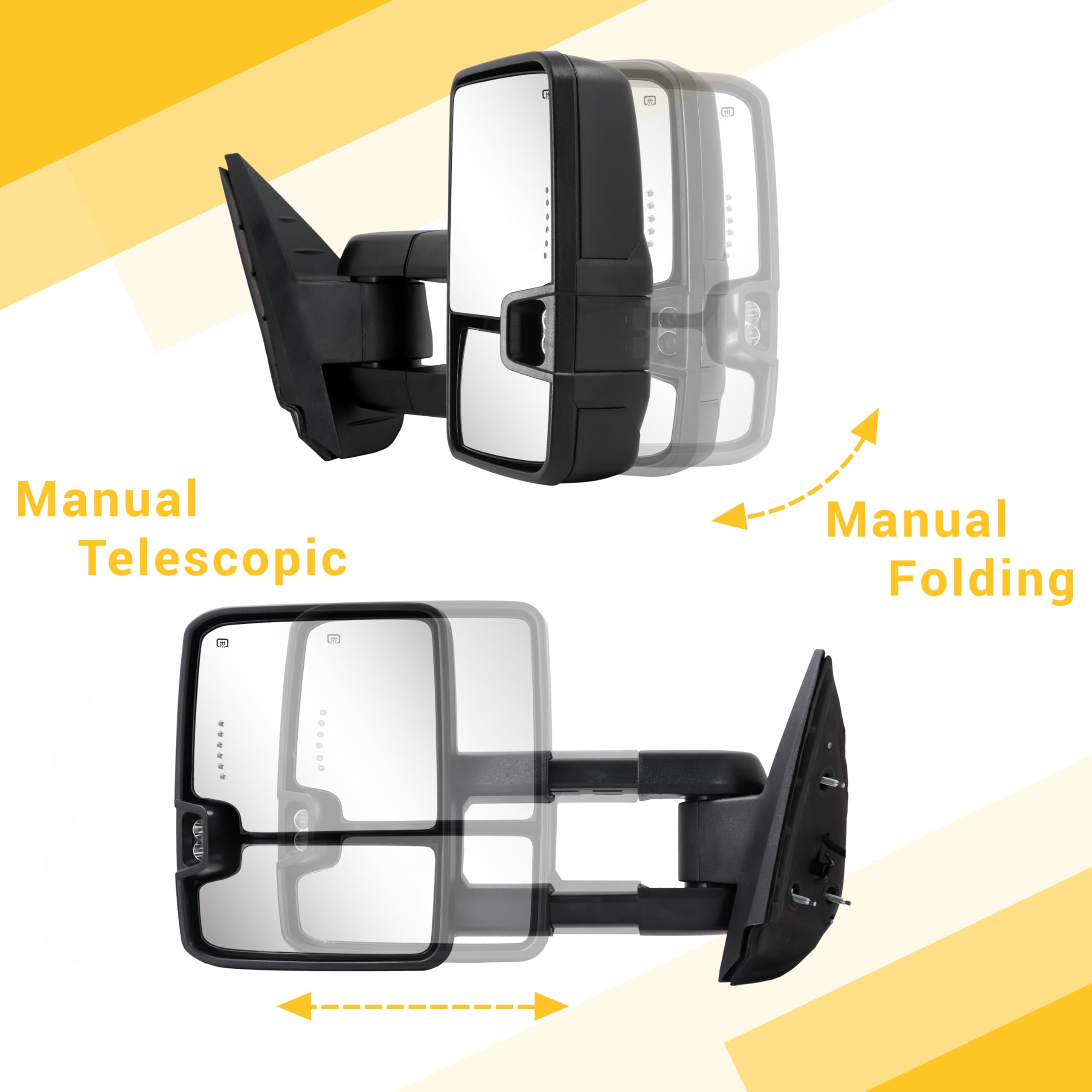 Sanooer towing mirrors dual glass flat-convex enhances imaging from both sides.